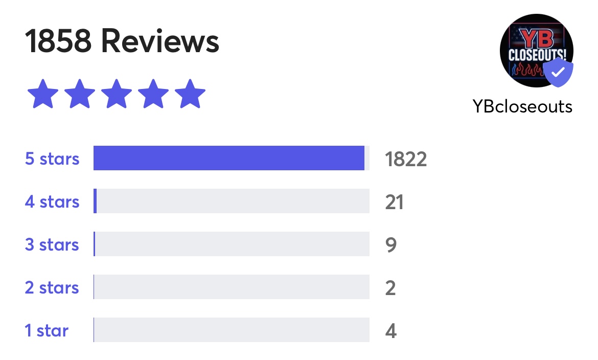 Mercari seller rating: 1858 reviews, 1822 five-star